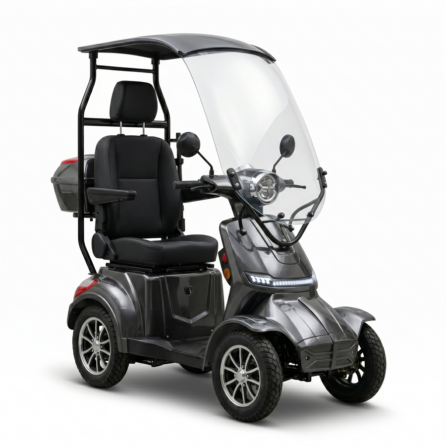 SEVION Elektromobil PRO 40 Li in Space Grey mit optionalem Dach und Frontscheibe als Wetterschutz