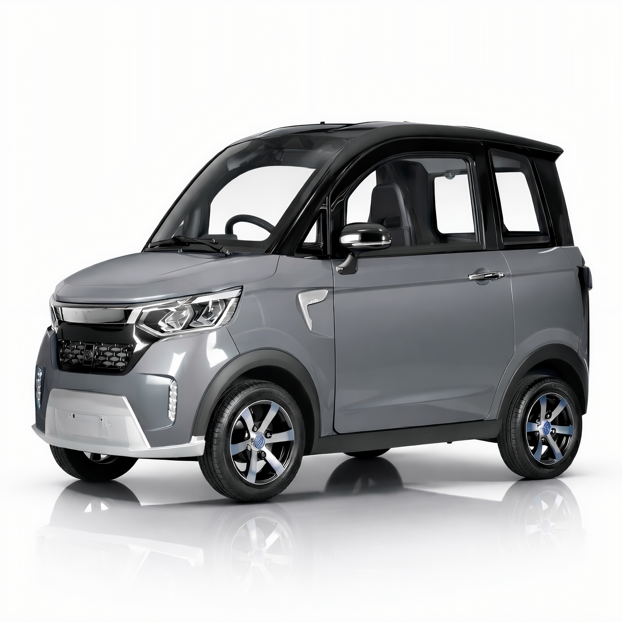 SEVION Kabinenroller in Nardo Grau – elektrisches Citycar mit schwarzem Dach und 60V Lithium Akku
