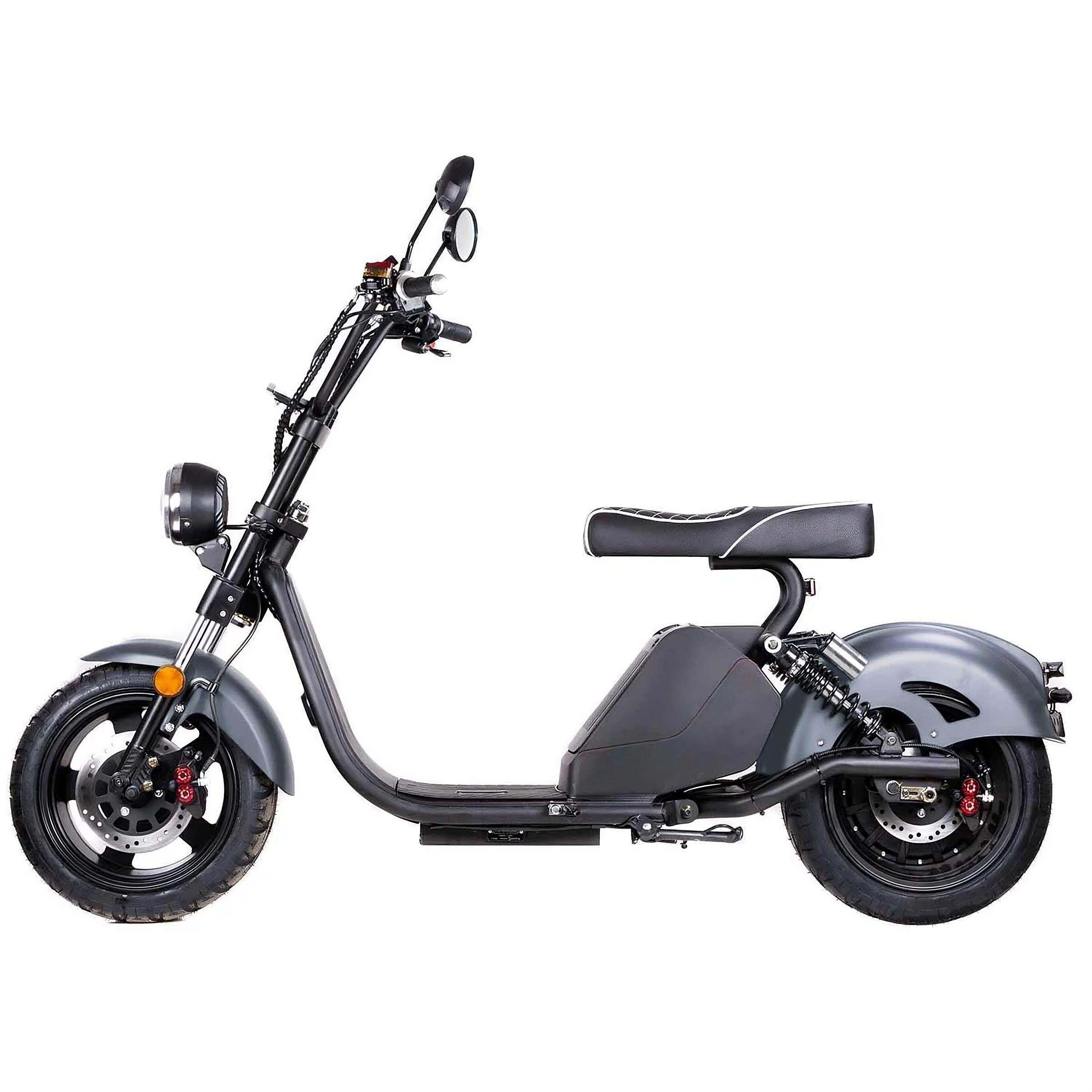 Seitenansicht Star-Biker Cruiser 3.0s Nardo Grau – moderner Elektro-Chopper für zwei Personen