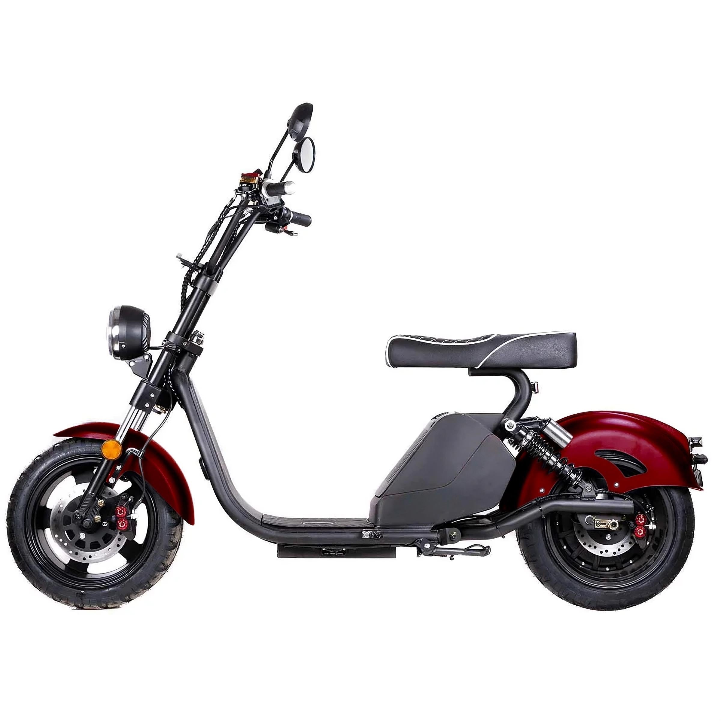 Star-Biker 3.0s Weinrot – Seitenperspektive des E-Rollers mit tiefem Durchstieg und ergonomischem Sitz