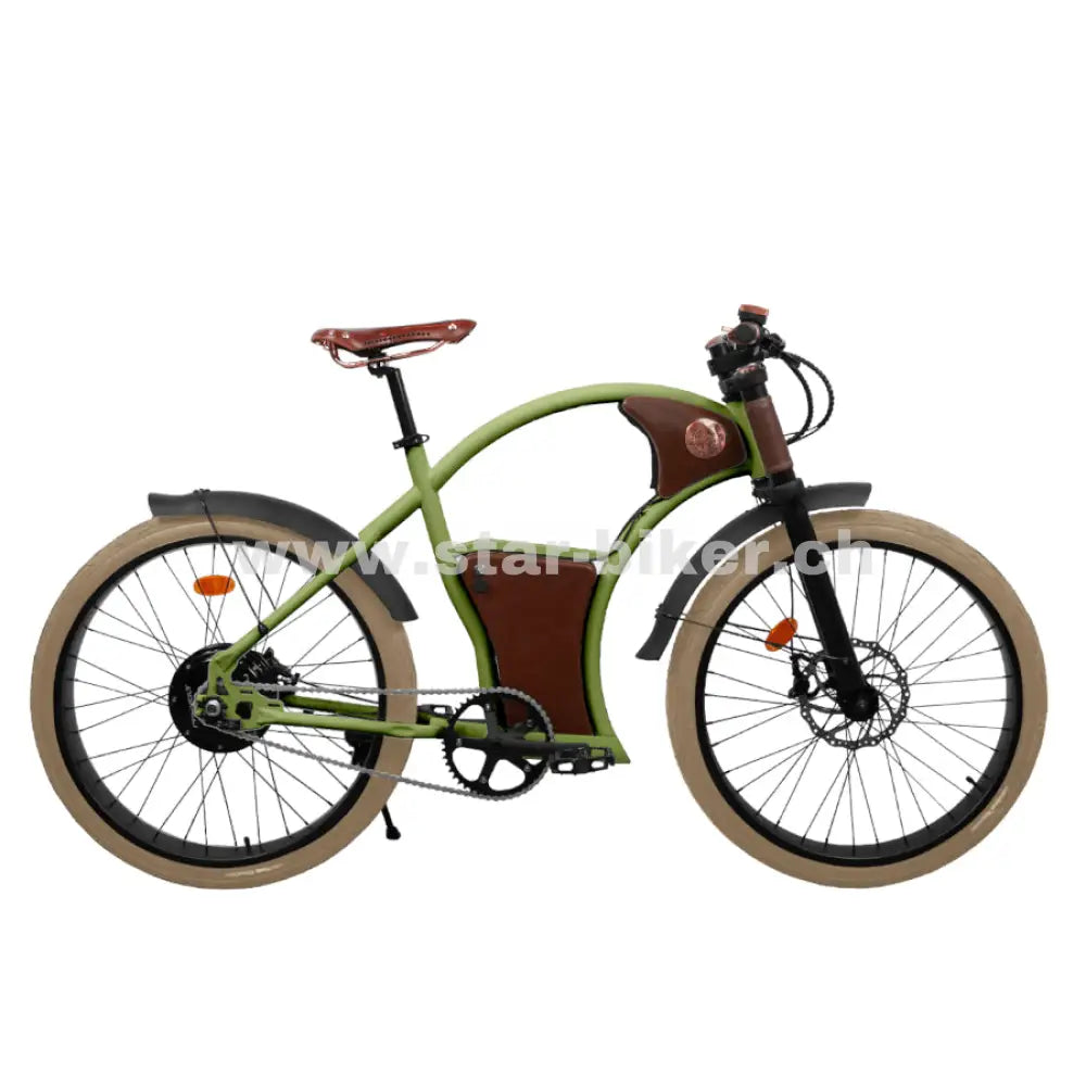 Rayvolt Torino Smart Hub - 400 Wh / 11 Ah Electric Green Vintage E - Bike