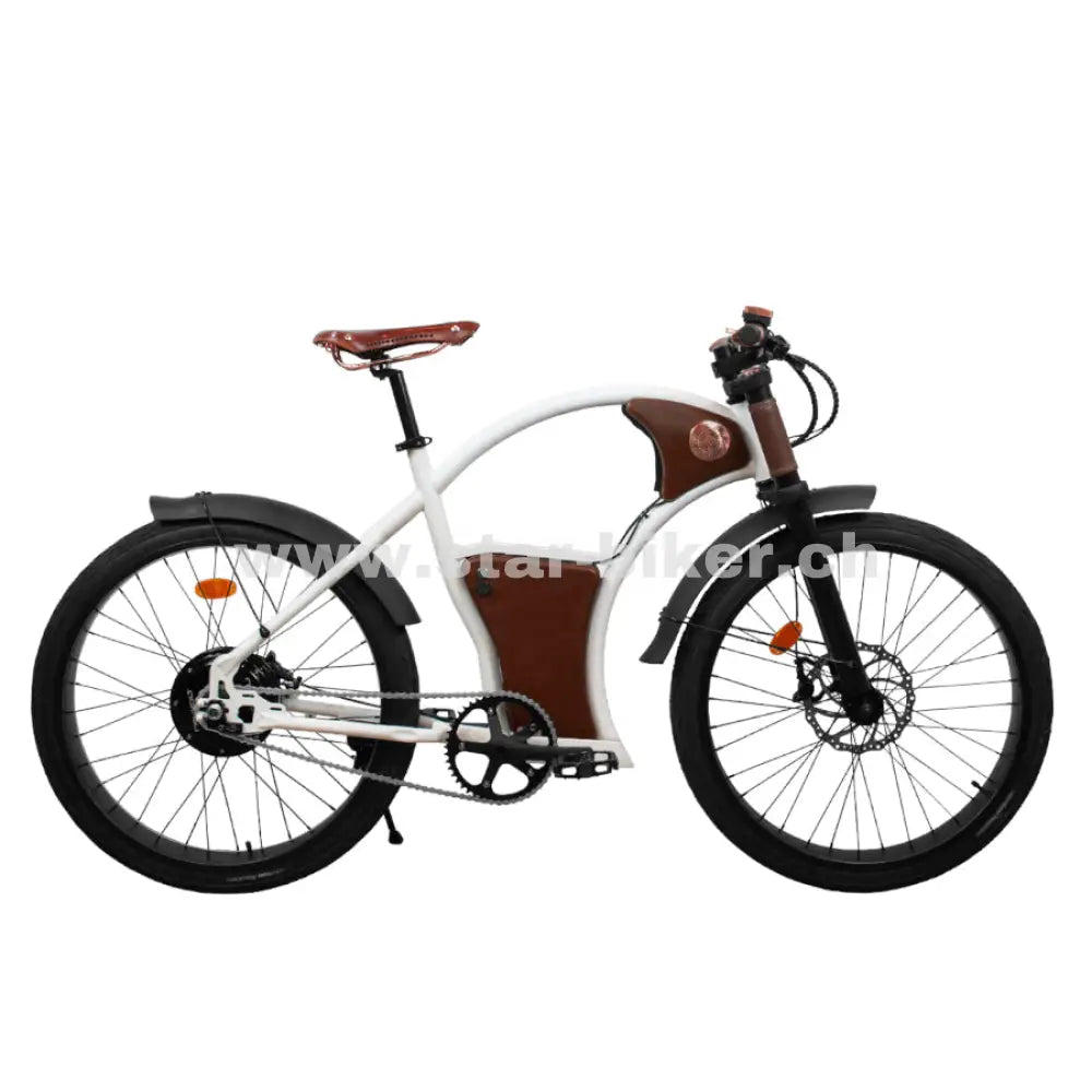 Rayvolt Torino Smart Hub - 400 Wh / 11 Ah Pearl White Vintage E - Bike