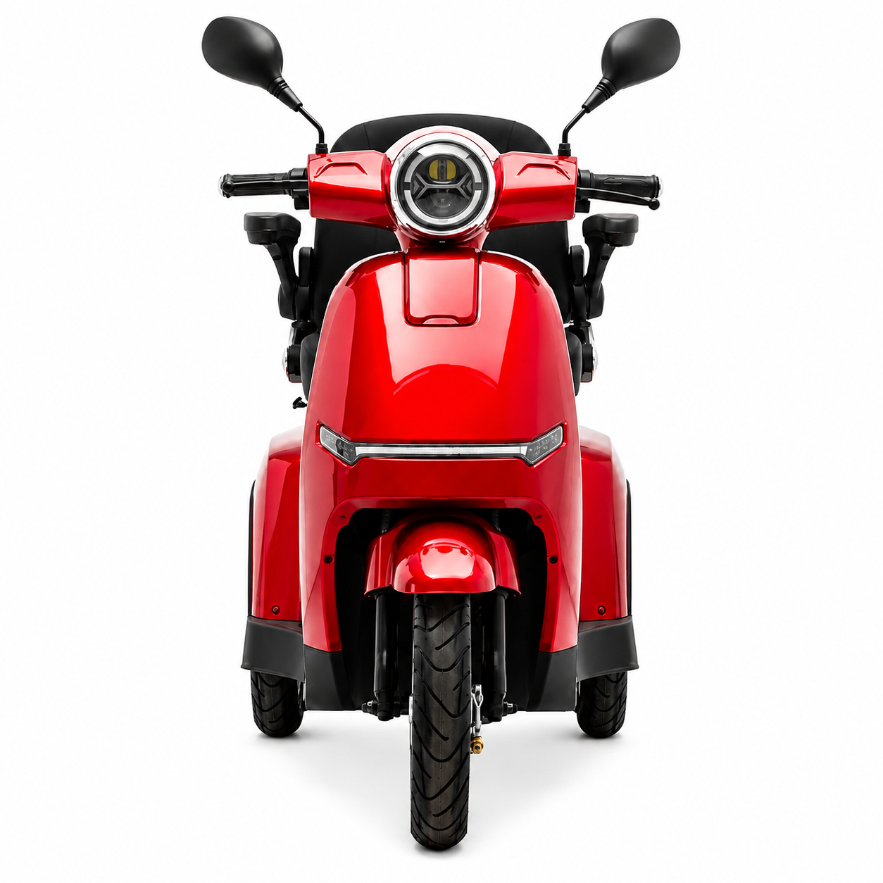 Front des SEVION Vita 20 Li mit rundem LED-Scheinwerfer, Tagfahrlicht und zwei Aussenspiegeln