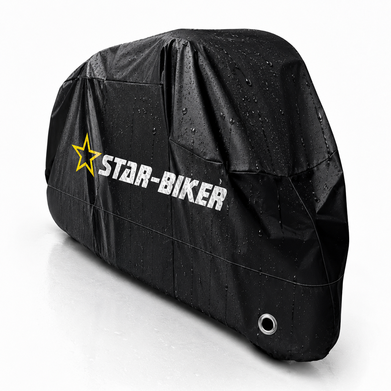 Detailansicht der Star-Biker Abdeckplane mit robuster Materialstruktur, Nähten und Metallöse
