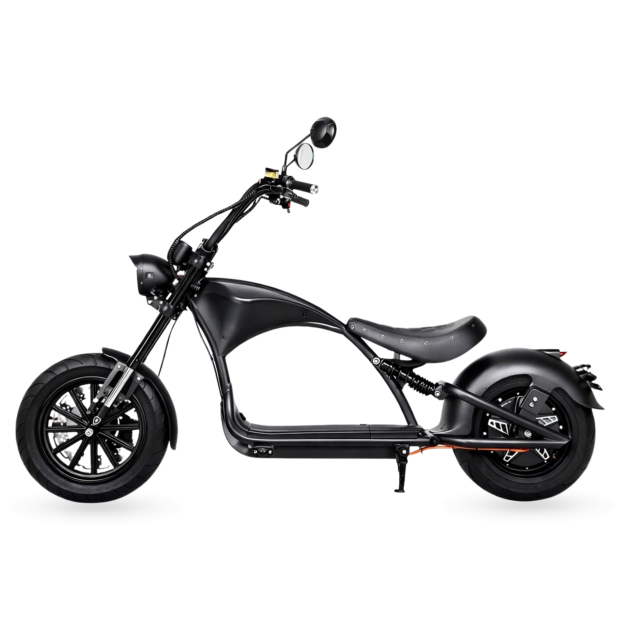 Star-Biker Chopper M1P Basic in Shadow Black (mattschwarz), Dreiviertelansicht von hinten links