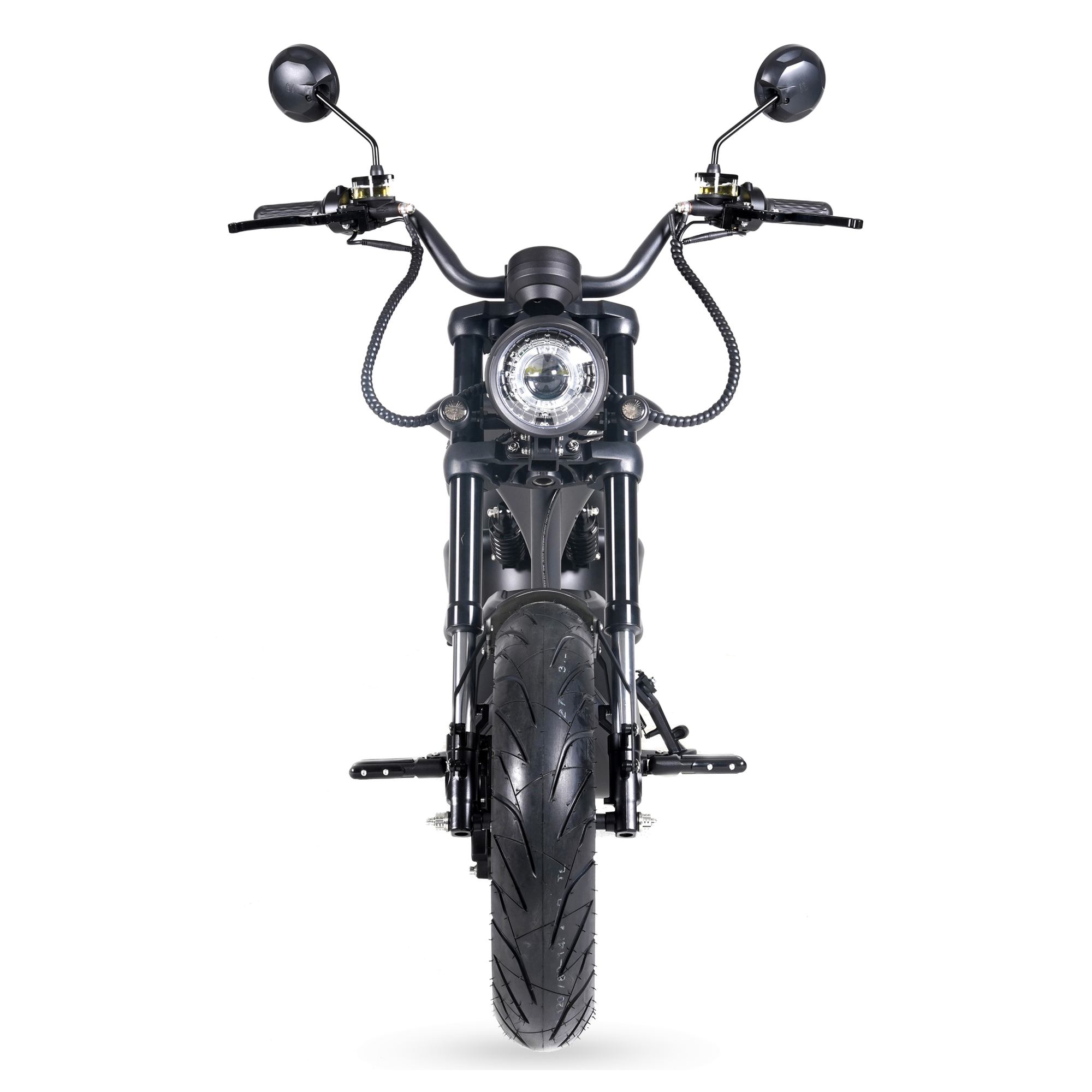 Star-Biker Chopper M1PS Knight 45 km/h in Mattschwarz, Dreiviertelansicht von hinten links