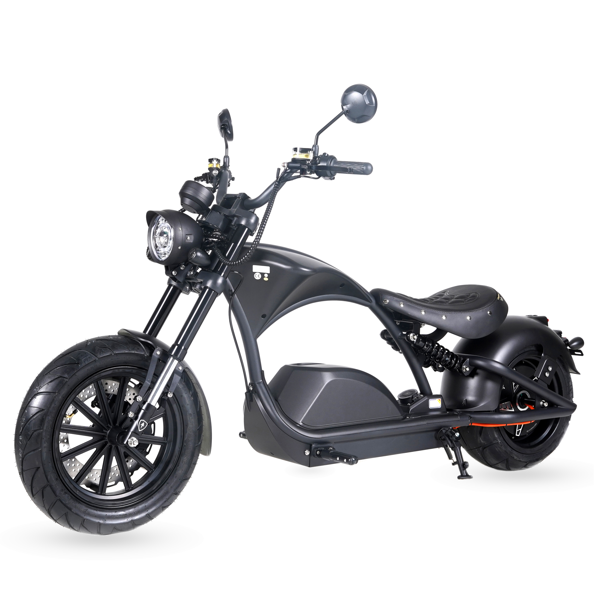 Star-Biker Chopper M1PS Knight 45 km/h in Mattschwarz, Dreiviertelansicht von vorne rechts