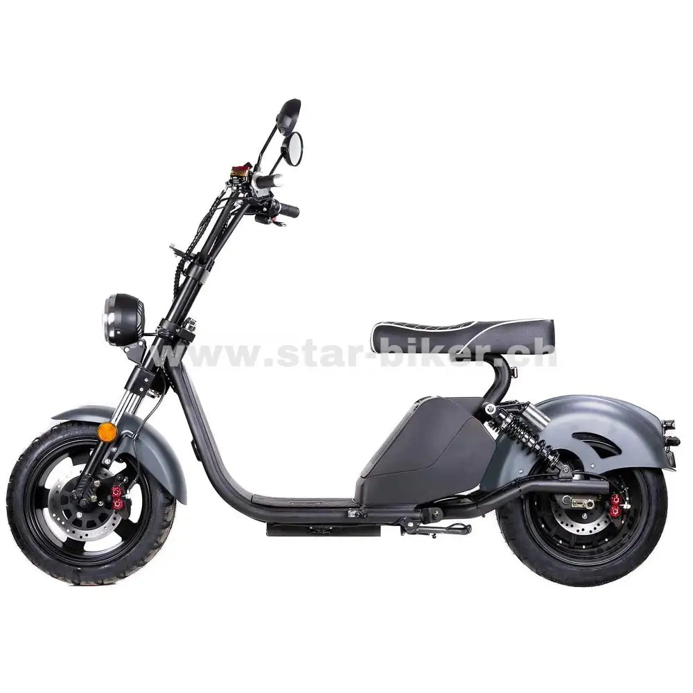 Seitenansicht Star-Biker Cruiser 3.0s Nardo Grau – moderner Elektro-Chopper für zwei Personen