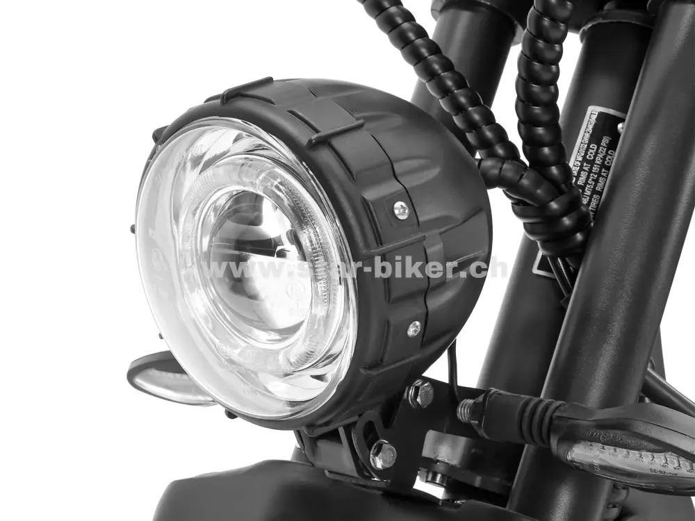 Leistungsstarke LED-Lichtanlage mit Frontscheinwerfer, Rücklicht und sequentiellen Blinkern am Star-Biker Trike M2